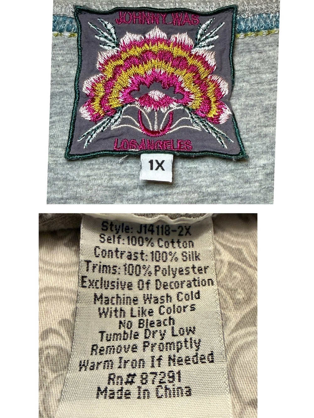 Johnny Was 'Aveline' Scarf Flounce Tunic Size 1X - Picture 11 of 15